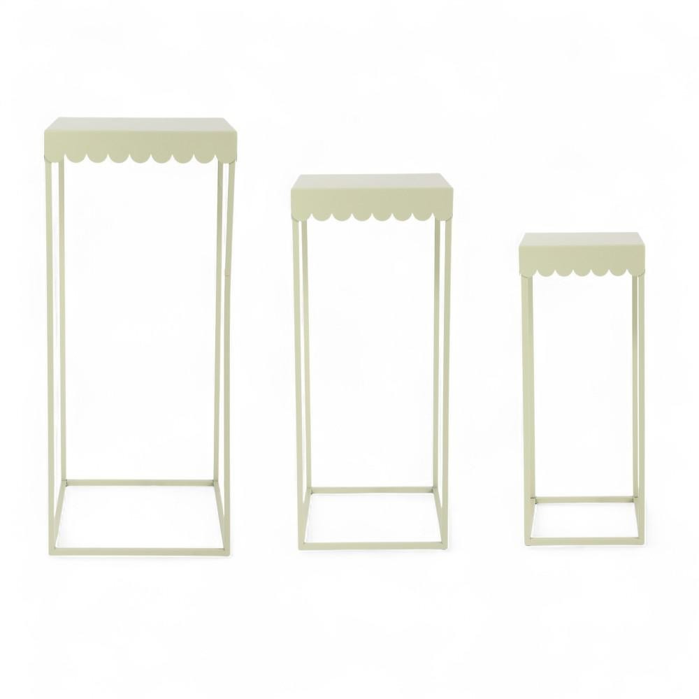 SET 3 TAVOLINI METALLO H70-60-50 VERDE